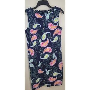 Talbots Dress Womens Medium Petite Paisley Beach Coastal Cottagecore Whimsical